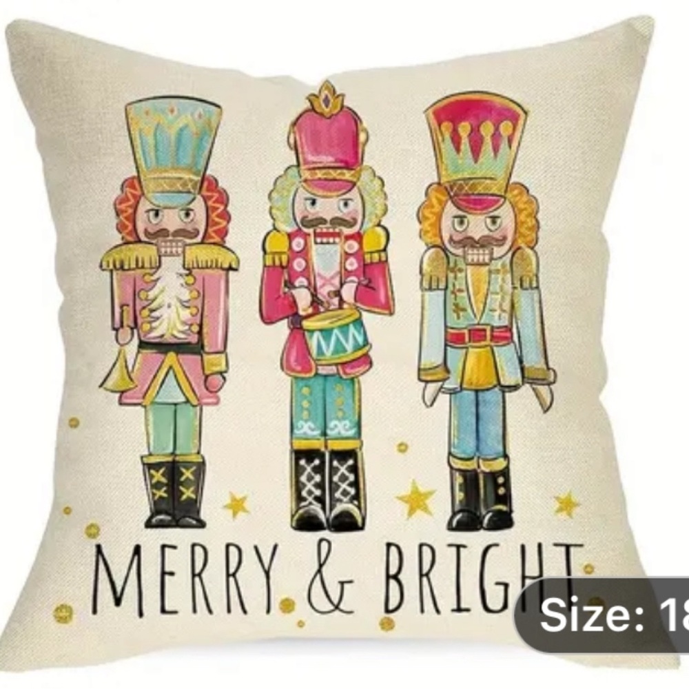 Festive Nutcracker Holiday Pillow - NEW 18x18